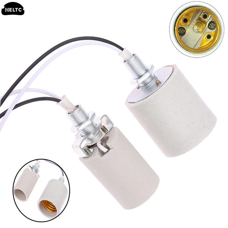 1PCS White LED Light Ceramic Screw Heat Resistant Adapter Home Use Socket Round For E14 Bulb Base E27 Lamp Holder With Cable