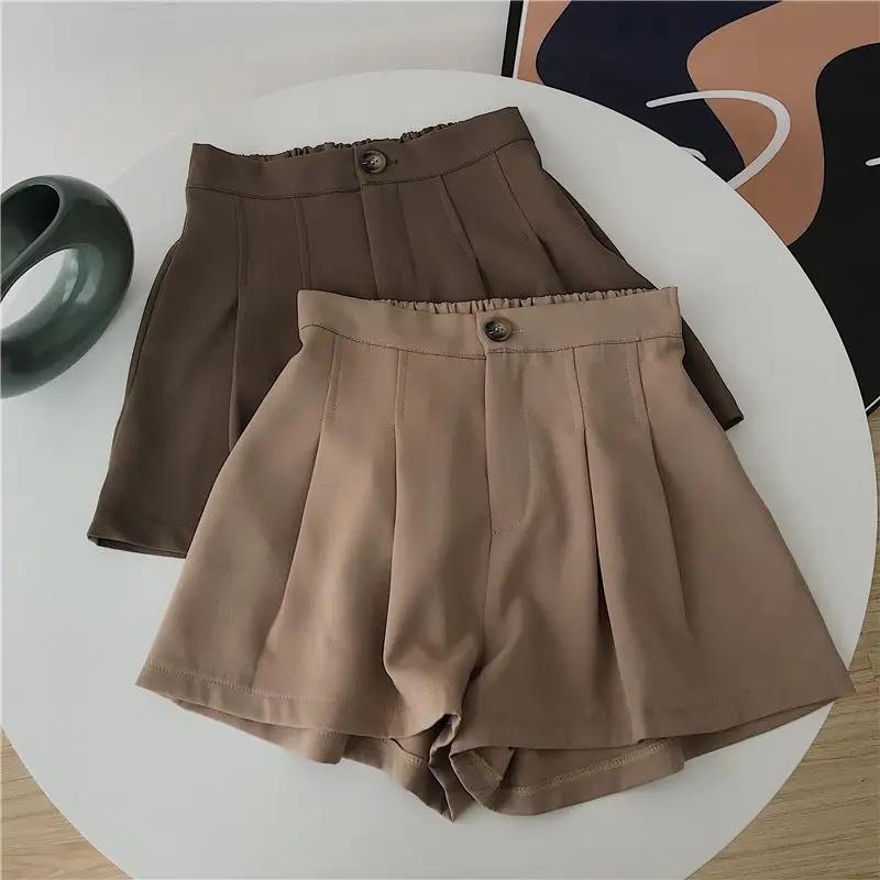 Summer Oversized Pleated Shorts High Waisted A-line Wide Leg Pants Casual Pants