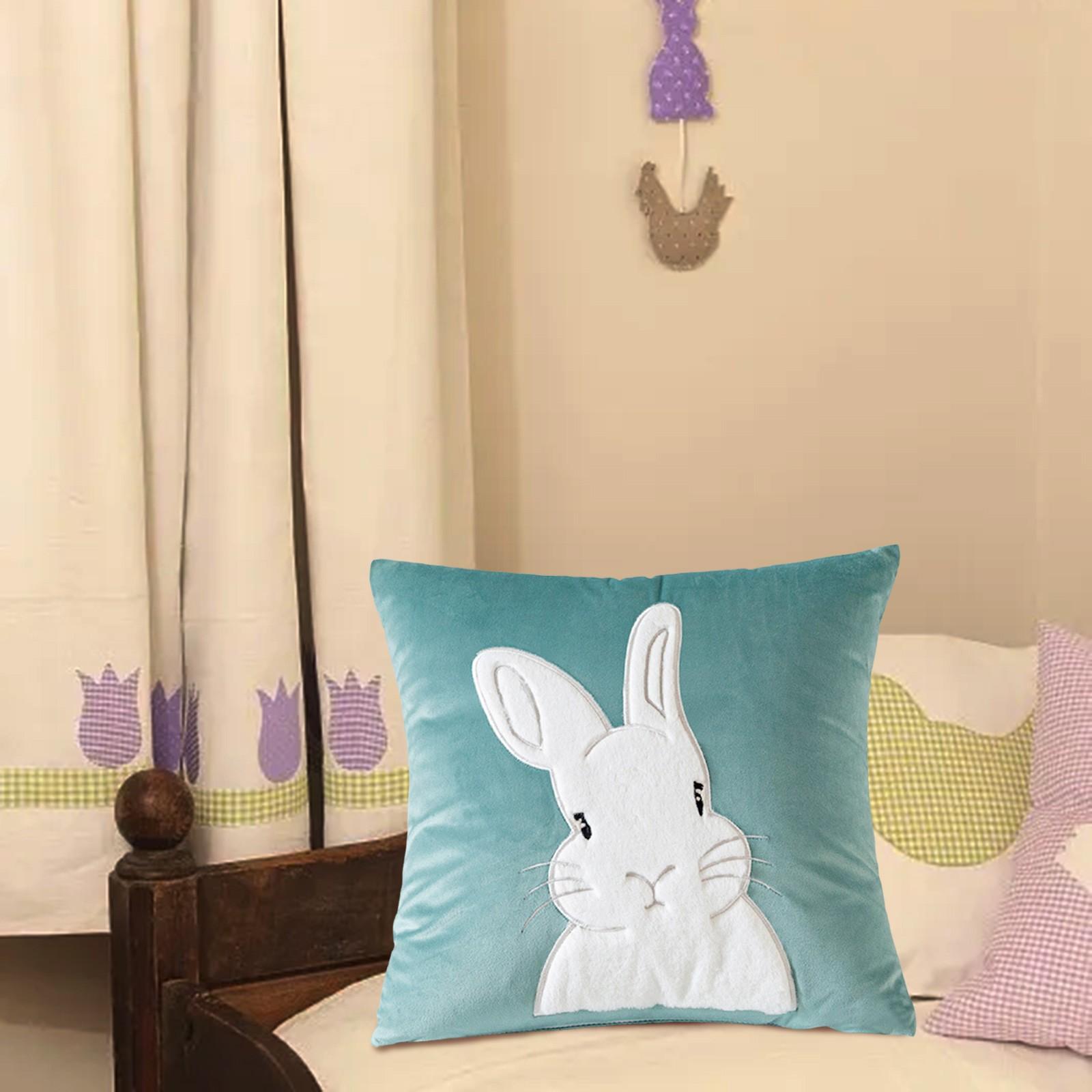 

Embroidered Rabbit Pillowcase Velvet Plush Cuddly Pillow Case Sofa Upholstery Cushion Easter Home Decorative Pillowcases