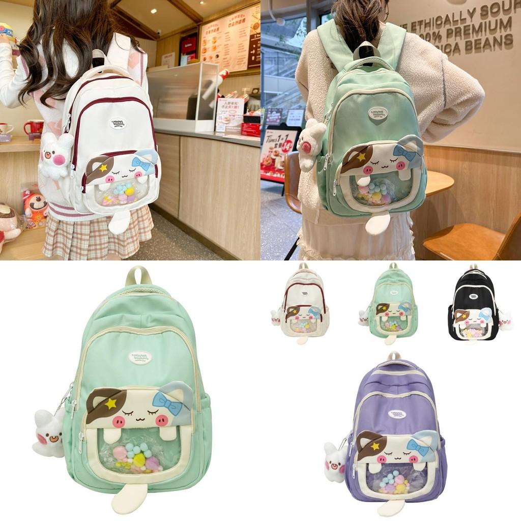 Stylish Large Capacity Children's Backpack With Transparent Pocket For School Use