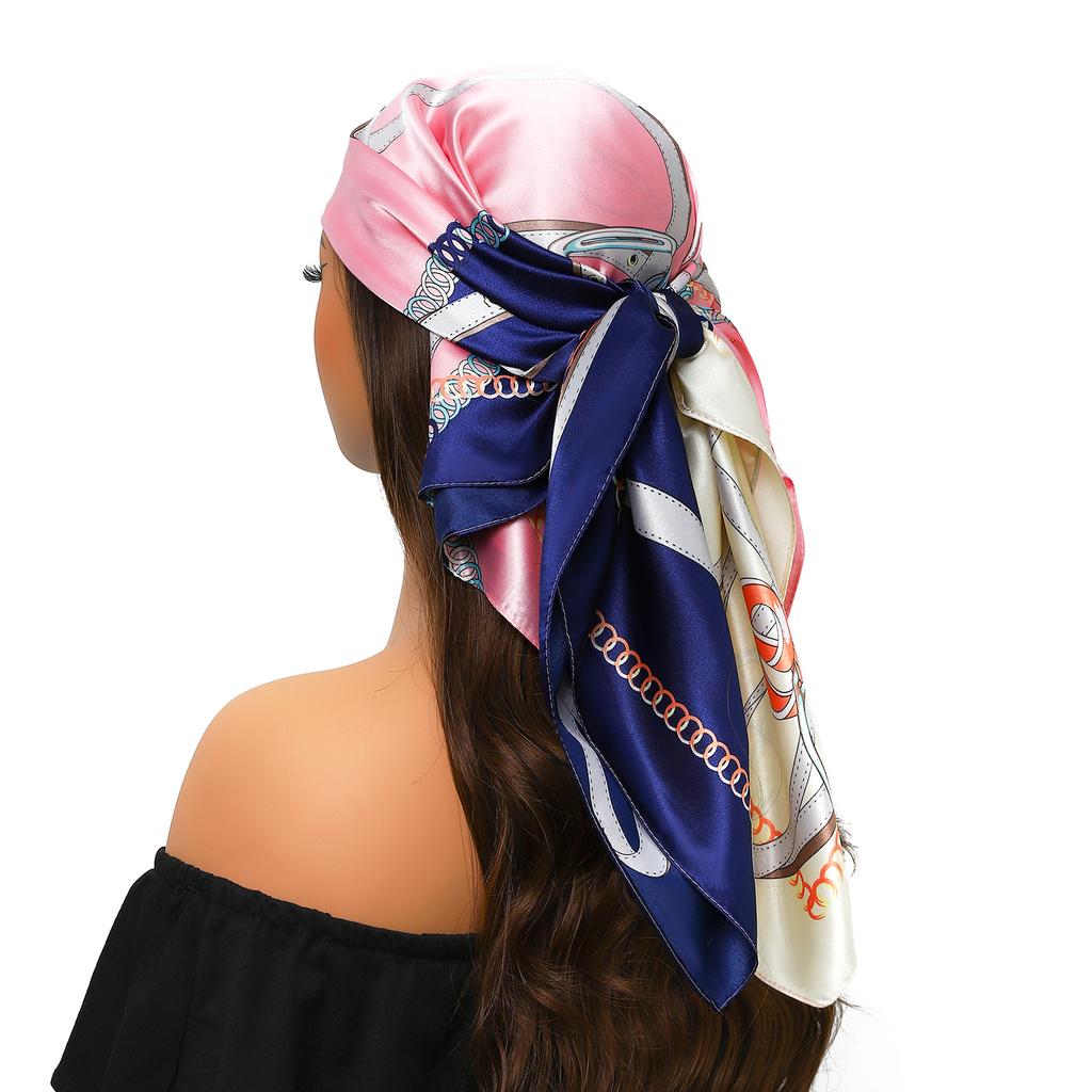 Silk Scarves Women Luxury Brand Summer Fashion Designer Head/Hair Scarf 90*90cm Hijab Bandana Cheveux Foulard Femme 90X90CM