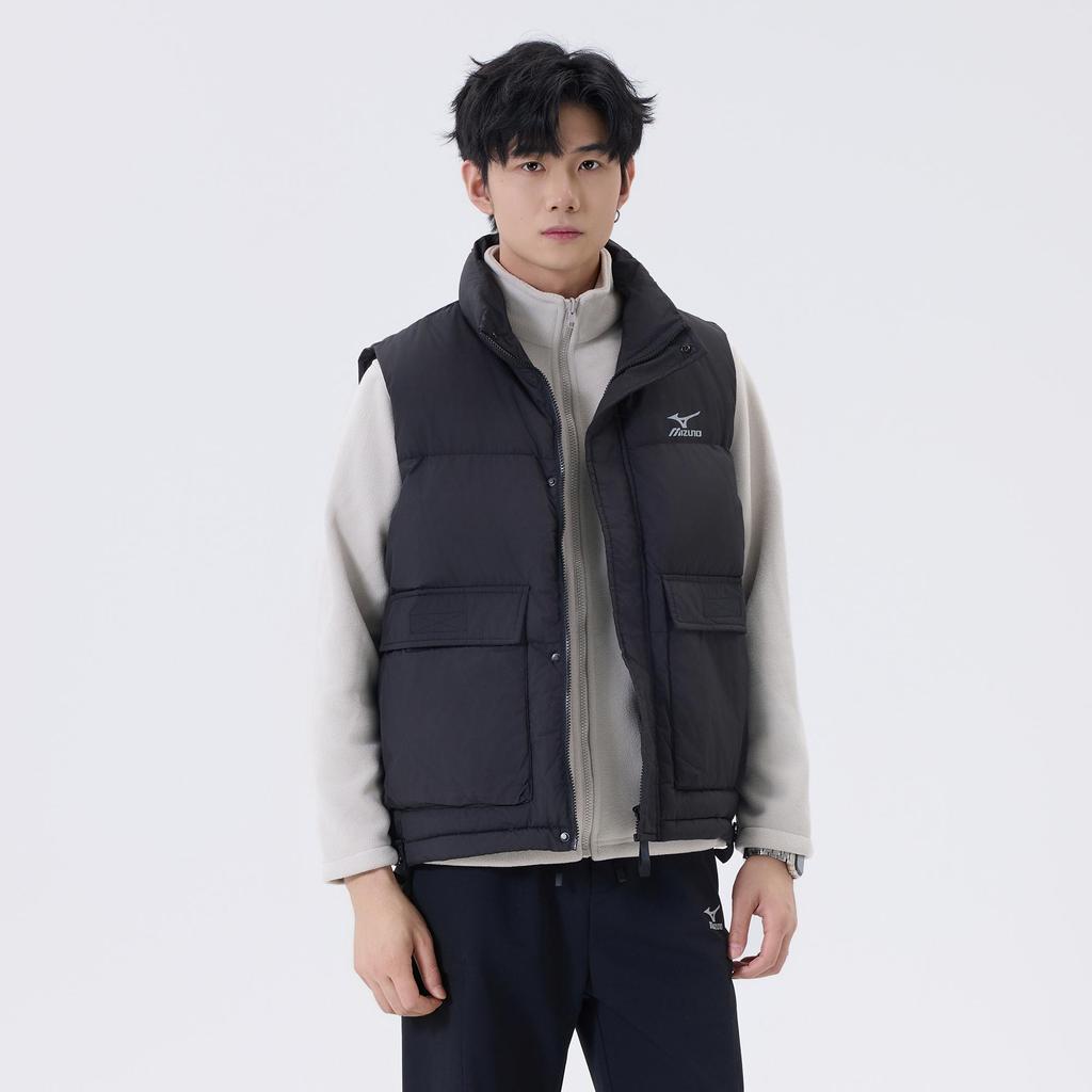 Mizuno Leichte einfarbige Jacke mit Stehkragen, winddicht und warm, mit Daunenweste, Herren-Oberbekleidung A2CE2556