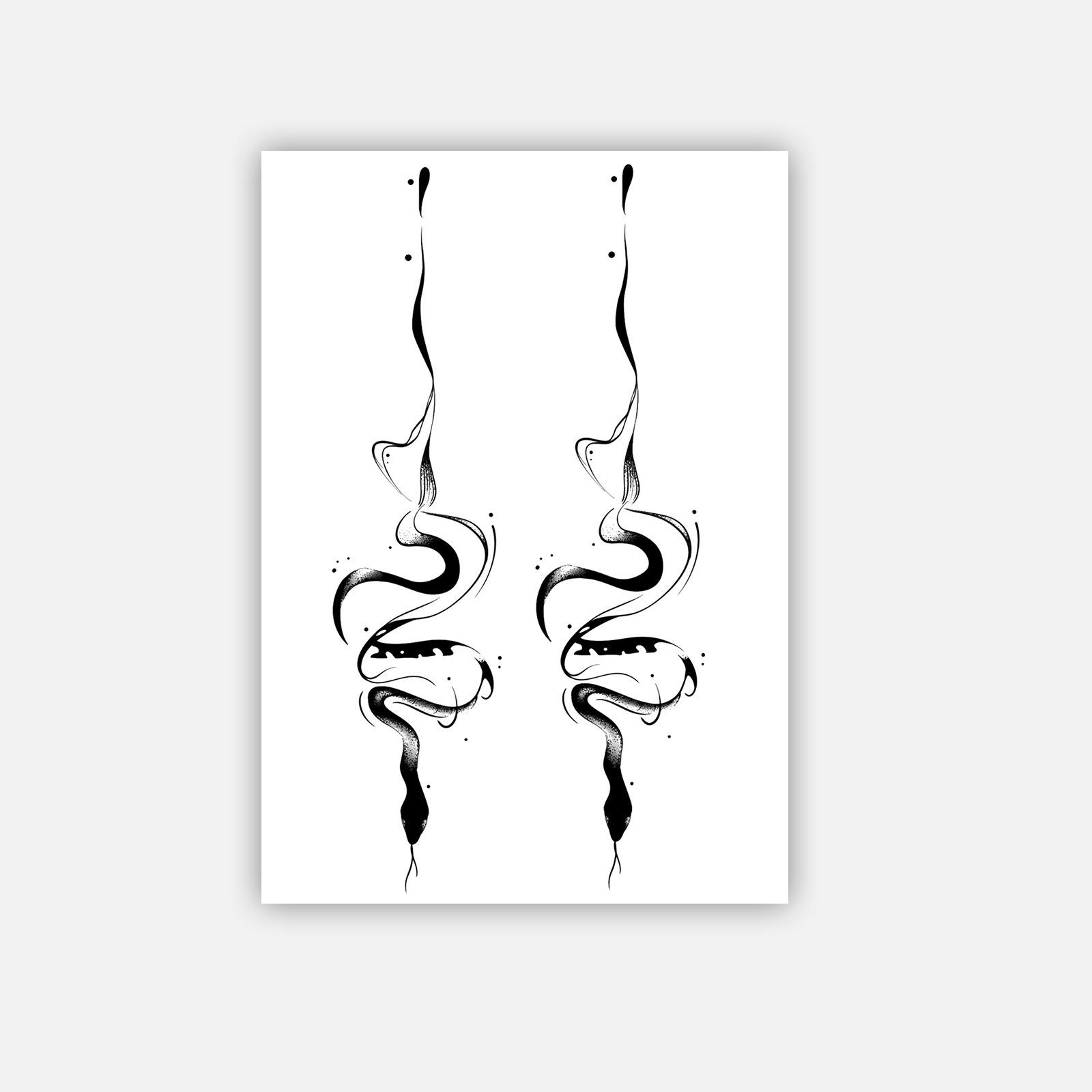 

Ink And Wash Snake Forearm Tattoo Sticker, Waterproof And Long-Lasting, Men S And Women S Advanced Sense Simulation Tattoo 10*7