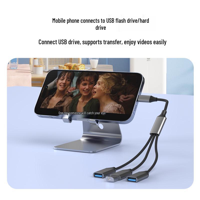 USB-C OTG Adapter: 3-in-1 Hub for Mouse, Keyboard, and U Disk.