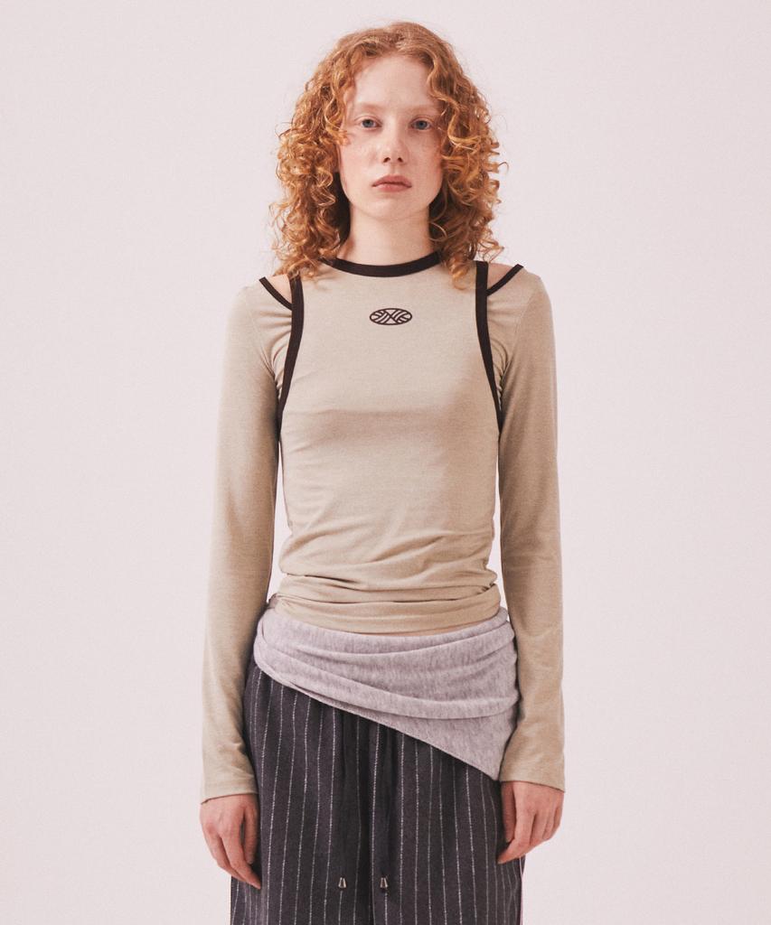 Minasu Stretch Layered T Shirt_Beige