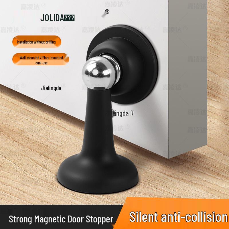 Silent Magnetic Door Stopper: Plastic Steel Hole-Free Anti-Collision Suction Cup for Bathroom Doors
