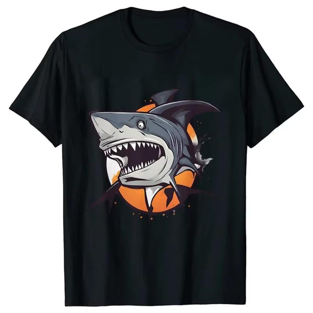 Fashion Brand Summer Harajuku Men T-shirt Halloween Scary Whale Print Oversize Tee Short Sleeve Men Shirt Spooky Season Tops
