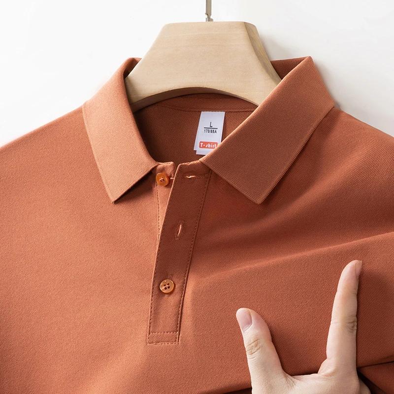New Men'S Business Casual Long Sleeved Solid Color Polo Shirt Fashionable And Comfortable Summer Versatile Top