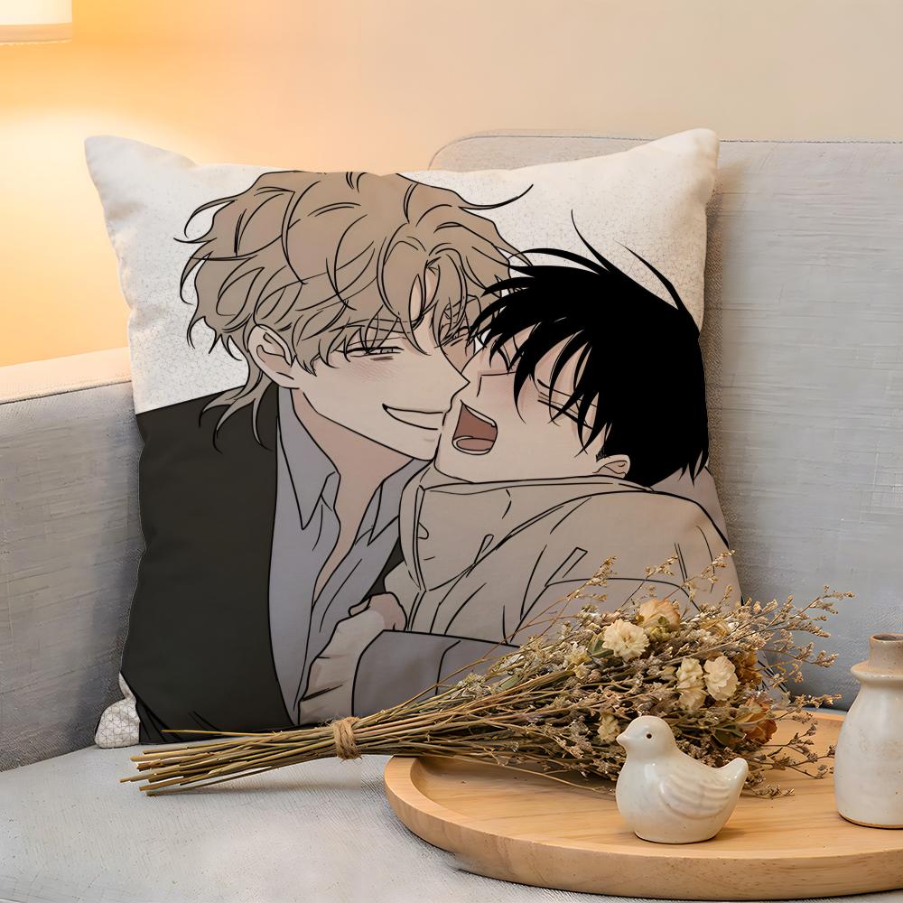 Cushion Cover Linen SkinFriendly Soft Decorative Case For Sofa Home Decor BL Anime Yaoi Loving Cartoon Pillow Cover