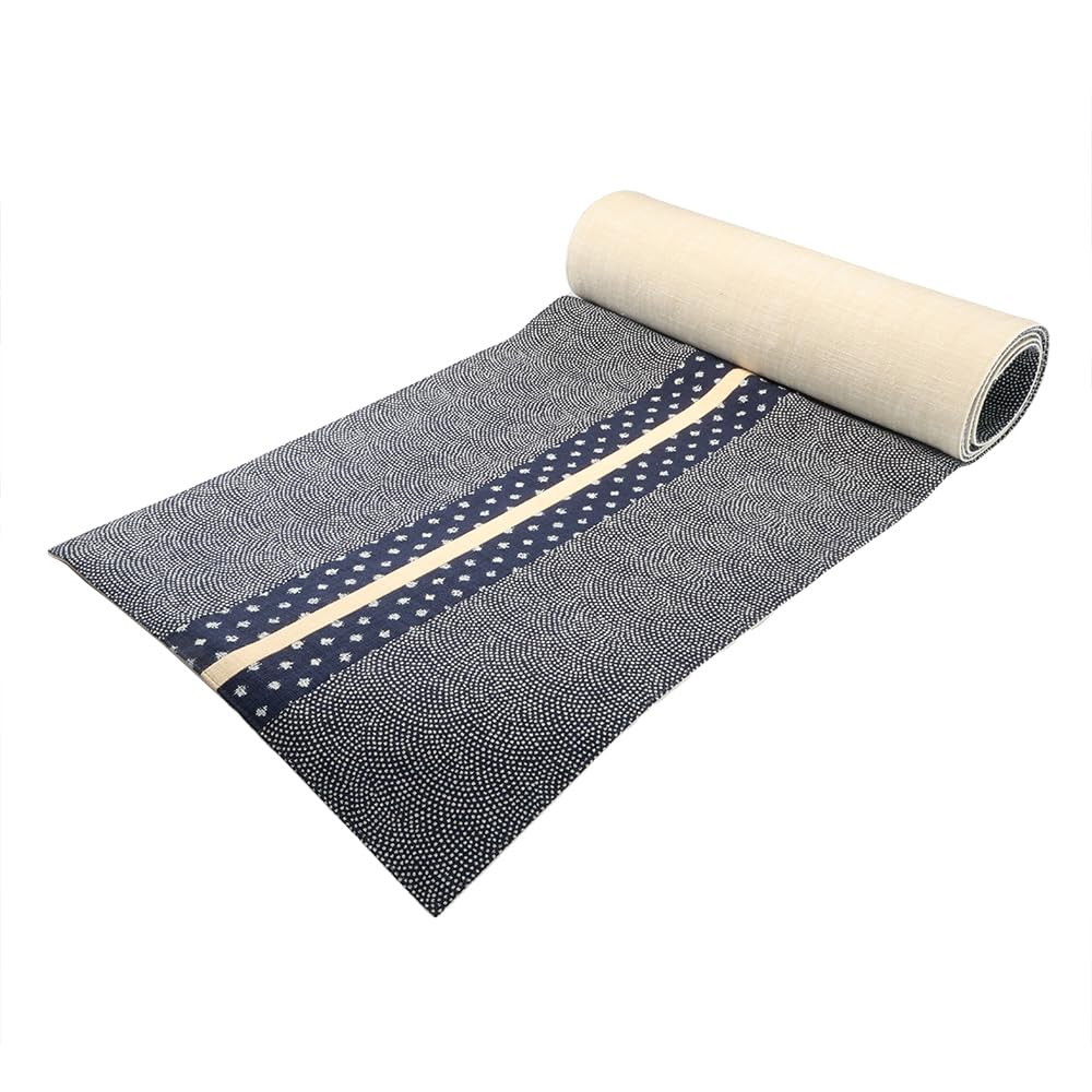 Yamashita Koge Runner Cloth, Indigo Pattern, Arare Design, 100% Cotton, Made in Japan, Table Runner