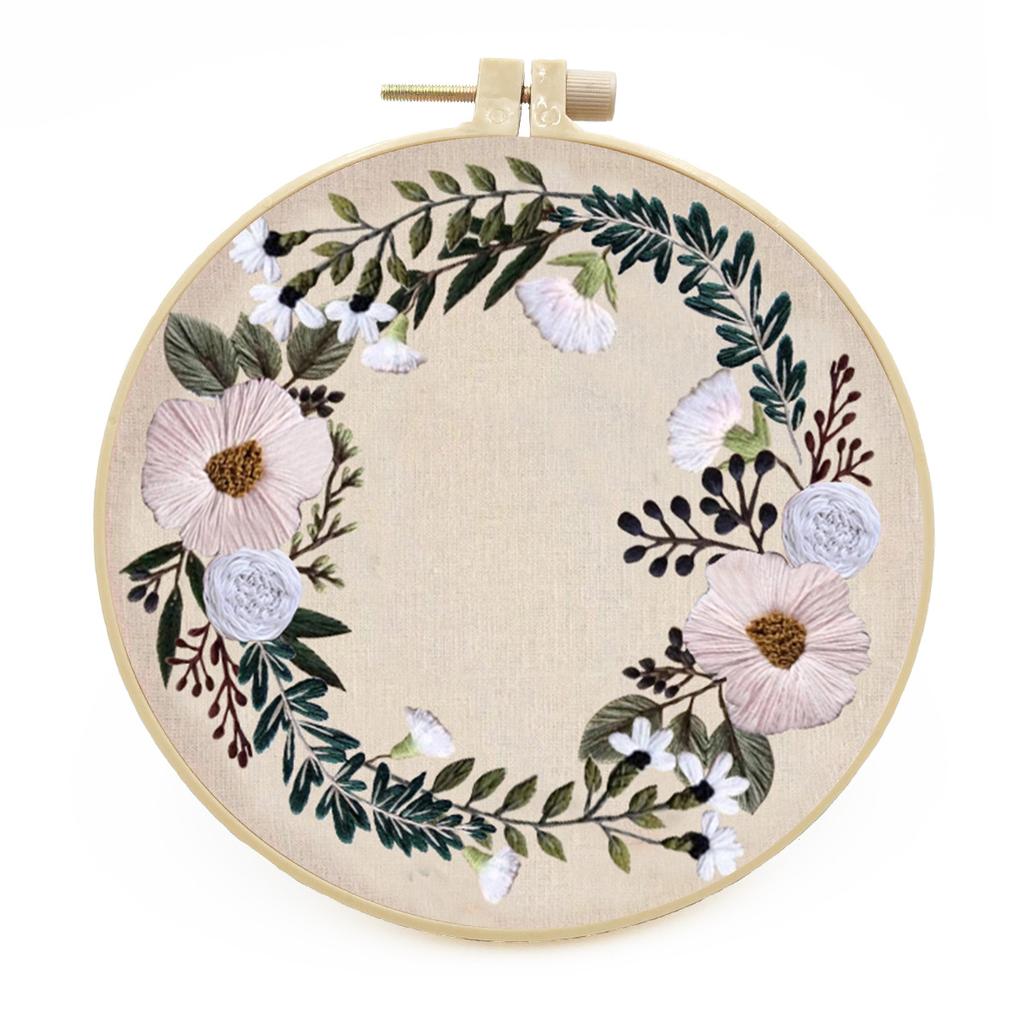 1pc Floral Embroidery DIY Fabric Craft Kit with Tools