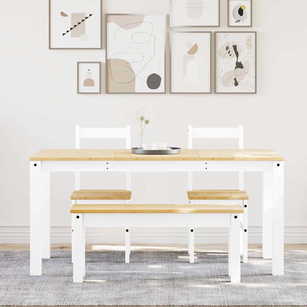 4 Piece Dining Set PANAMA White Solid Pine Wood