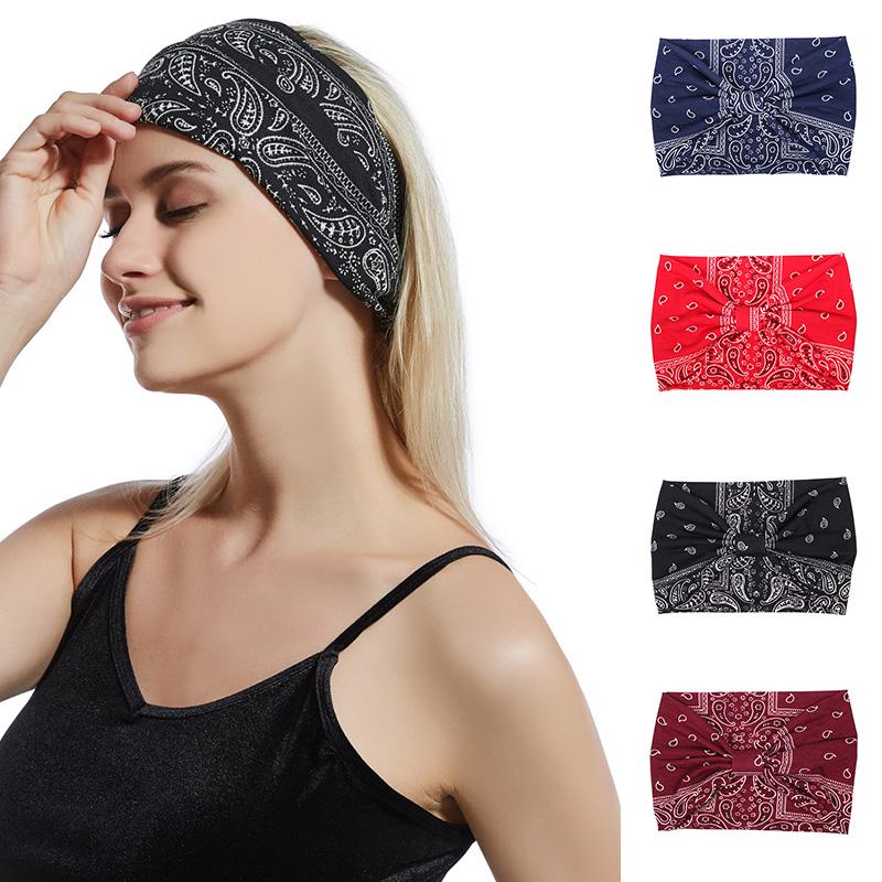 Buy Bohemian Hair Wrap Floral Cashew Headband Printed Cross Wide Sport
