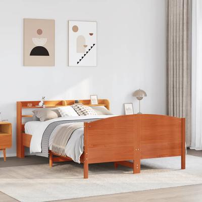 Vidaxl Bed Frame Without Mattress, Waxed Brown, 160X200 Cm, Solid Pine