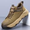 New Men Leather Casual Shoes Soft Sole Lace-up Sneakers Lightweight Treking Footwear Outdoor Male Hiking Shoes Non-Slip Trainers