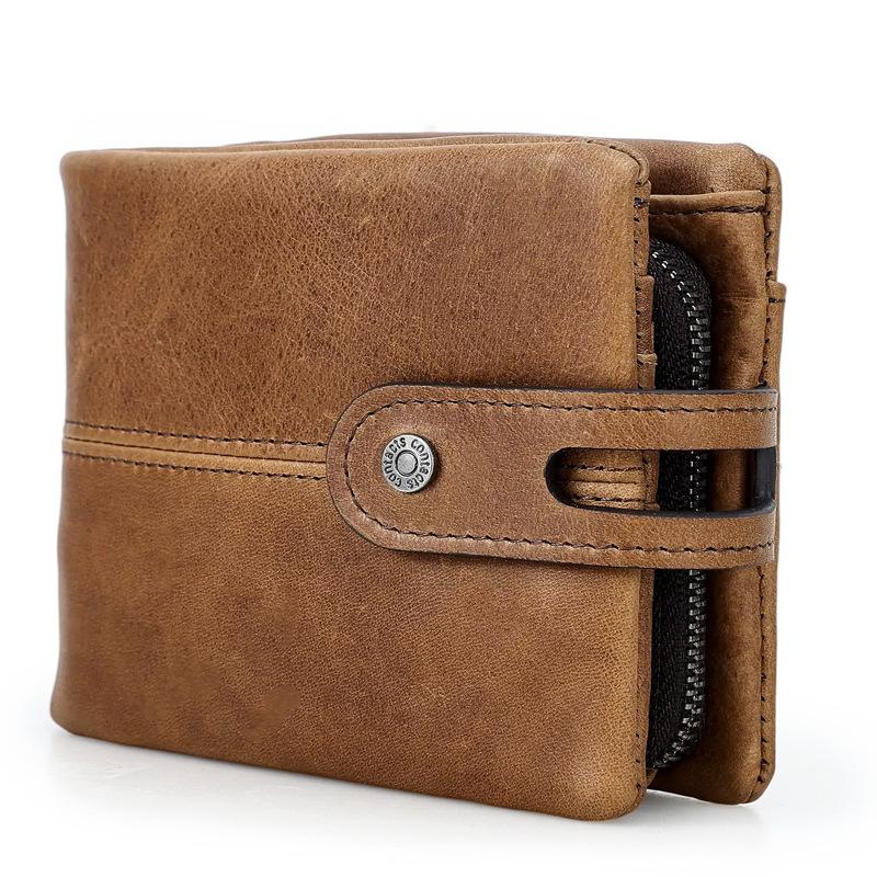 

Johnature модные короткие мужские кошельки из натуральной кожи Rfid противоугонный кошелек держатель для карт Многофункциональный кошелек из воловьей кожи кофейный