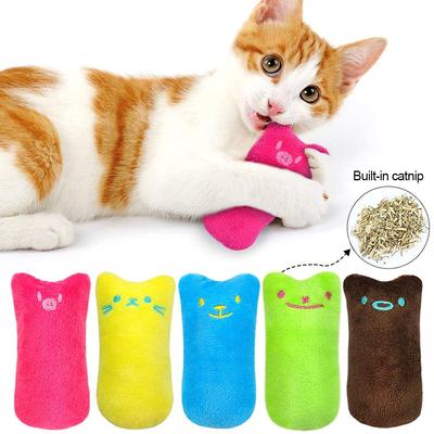 Cute Cat Face Catnip Cats Toy Kitten Teeth Chewing Biting Plush Toys Cat Plush Thumb Pillow Pet Accessories