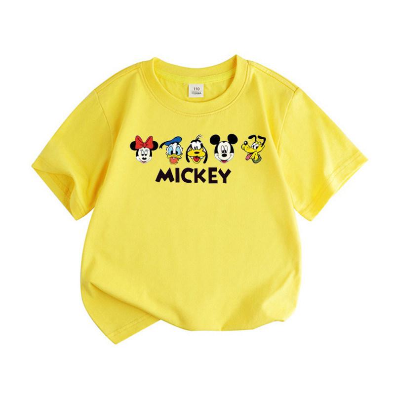 

Детская футболка с принтом Микки Мауса из мультфильма Disney 2026 Лето Новая Хлопковая Дышащая С круглым вырезом С коротким рукавом 110