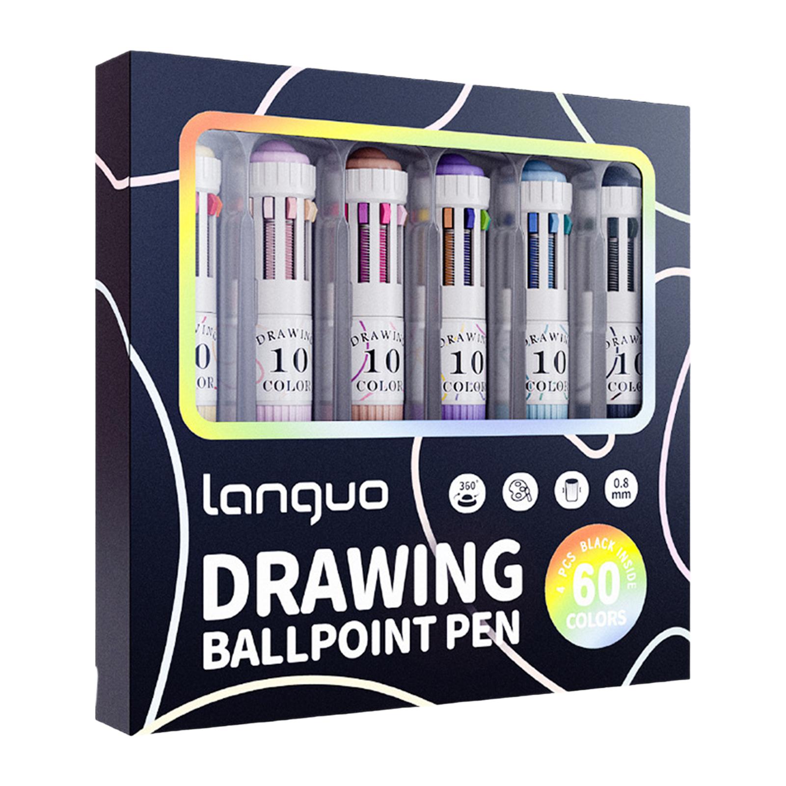 

60Color Press Type Ballpoint Pen Set Multi Function 10 In 1 For Journaling Art Drawing Writing School Office Use