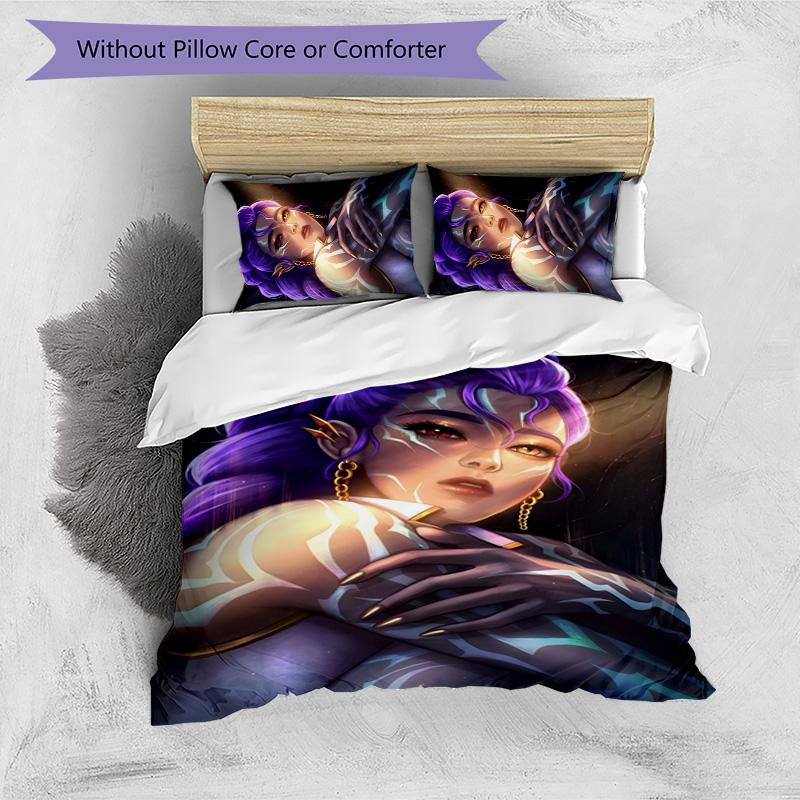 KPOP Hunter 3-teiliges Bettwäsche-Set Bettbezug Verschluss Enthält 1 Bettbezug & 2 Kissenbezüge für Alle Jahreszeiten Schlafzimmer Zuhause Wohnheim Dekor