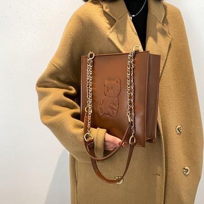 Vintage Mode Bär Weiblich Tragetasche PU-Leder Damen Designer Handtasche Hohe Kapazität Schulter Umhängetasche Luxus Umhängetaschen