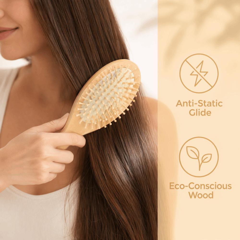 Anti-Static Paddle Brush Wood Hair Care Comb For Women Wooden Hair Brush For Relaxation белый