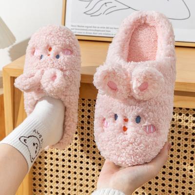 Cartoon Rabbit Cotton Slippers Autumn and Winter Indoor Home Bedroom Warm and Velvet Thick-bottomed Comfortable Wool Slippers