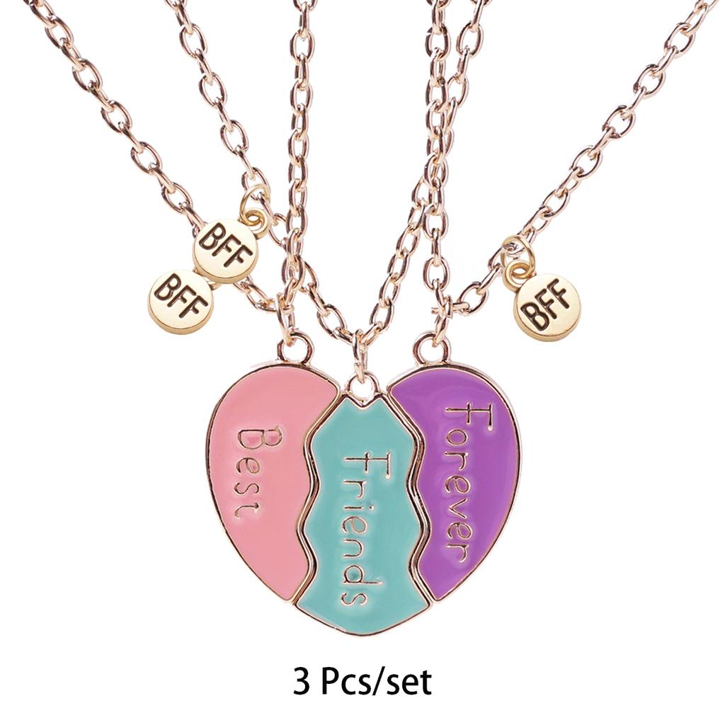 3 Pcs/set Best Friends Pendant Necklace For Woman Magnetic Adjustable Rainbow Daisy Lover Broken Heart Chain BFF Jewelry Gifts