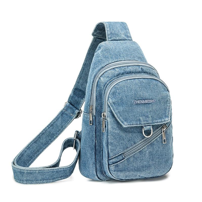 Denim Chest Bag Women's Crossbody Bag Large Capacity Shoulder Bag