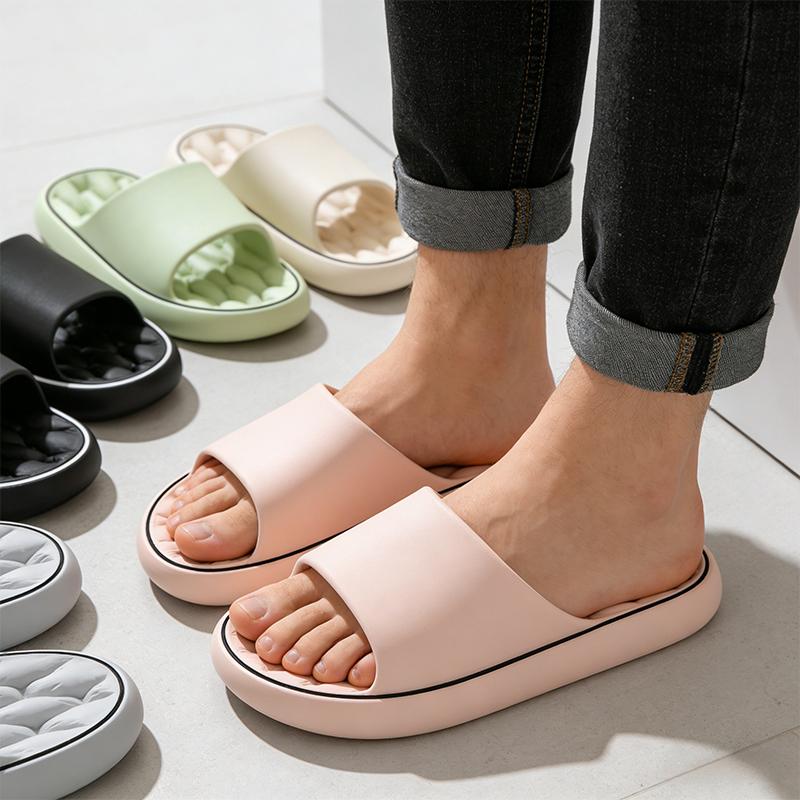 Unisex Colorful Flip Flops Door Slides Simple Super Light Fashion Soft Slippers Bathroom Elastic Shoes Beach EVA