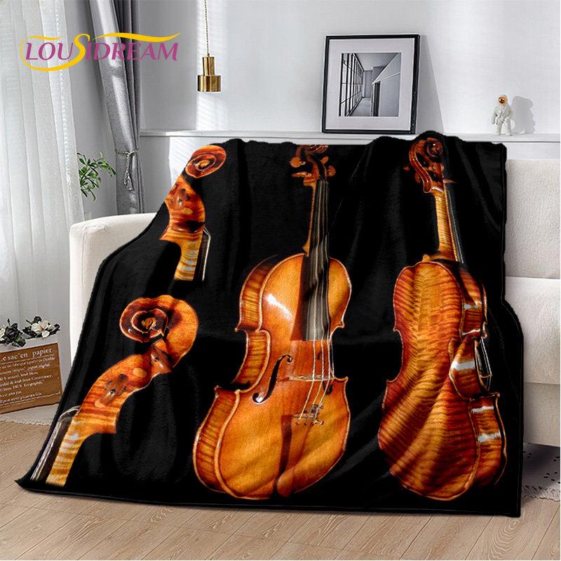 Coperta Morbida in Peluche Strumento Violino Classico Musica, Coperta in Flanella Coperta da Lancio per Soggiorno Camera da Letto Letto Divano Copertura da Picnic