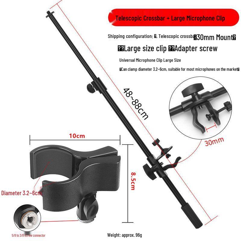 Telescopic Desktop Floor Stand with Adjustable Microphone & Phone Clip for Live Streaming