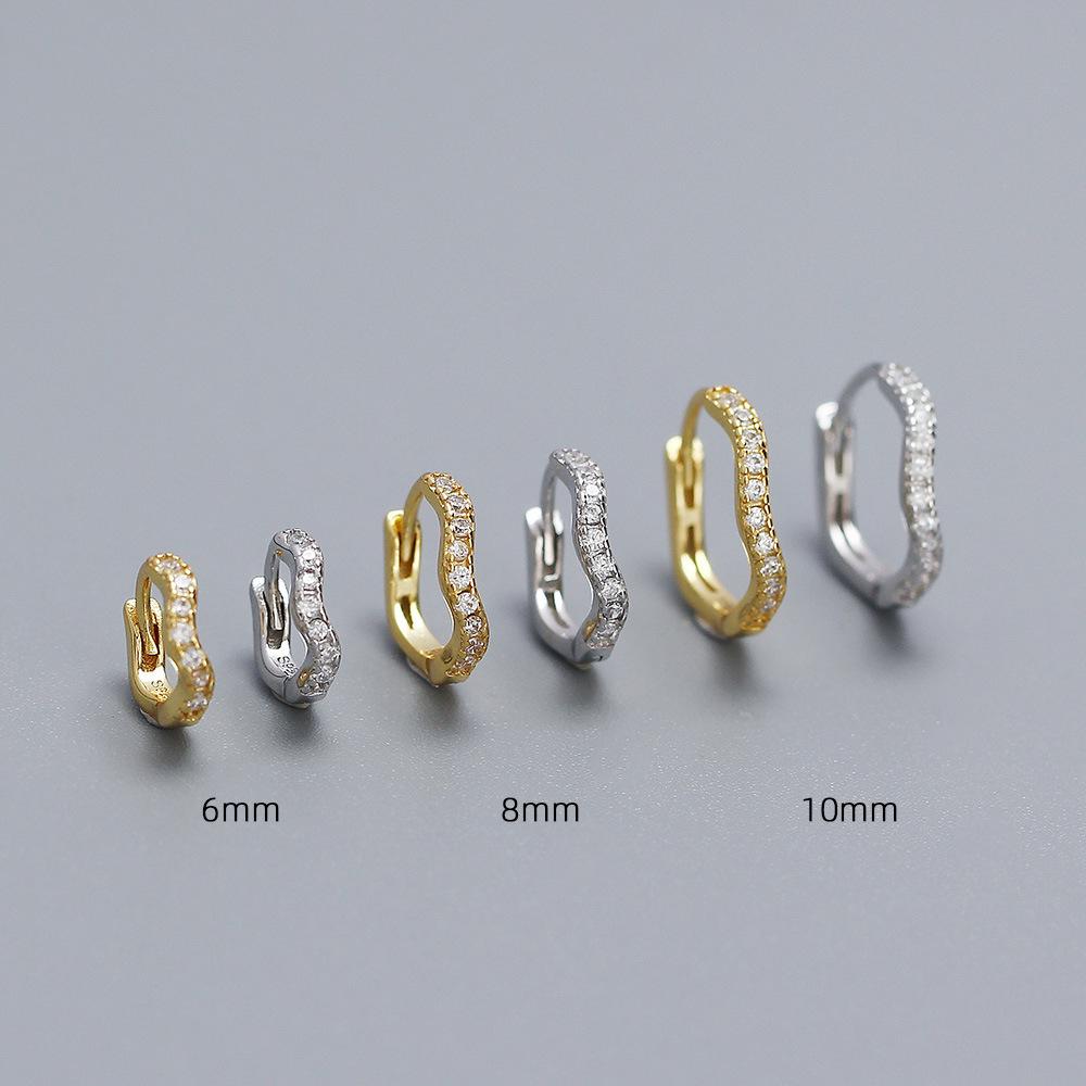Sterling Silver Wave Ear Cuff with Diamonds - Elegant Stackable Women's Earrings