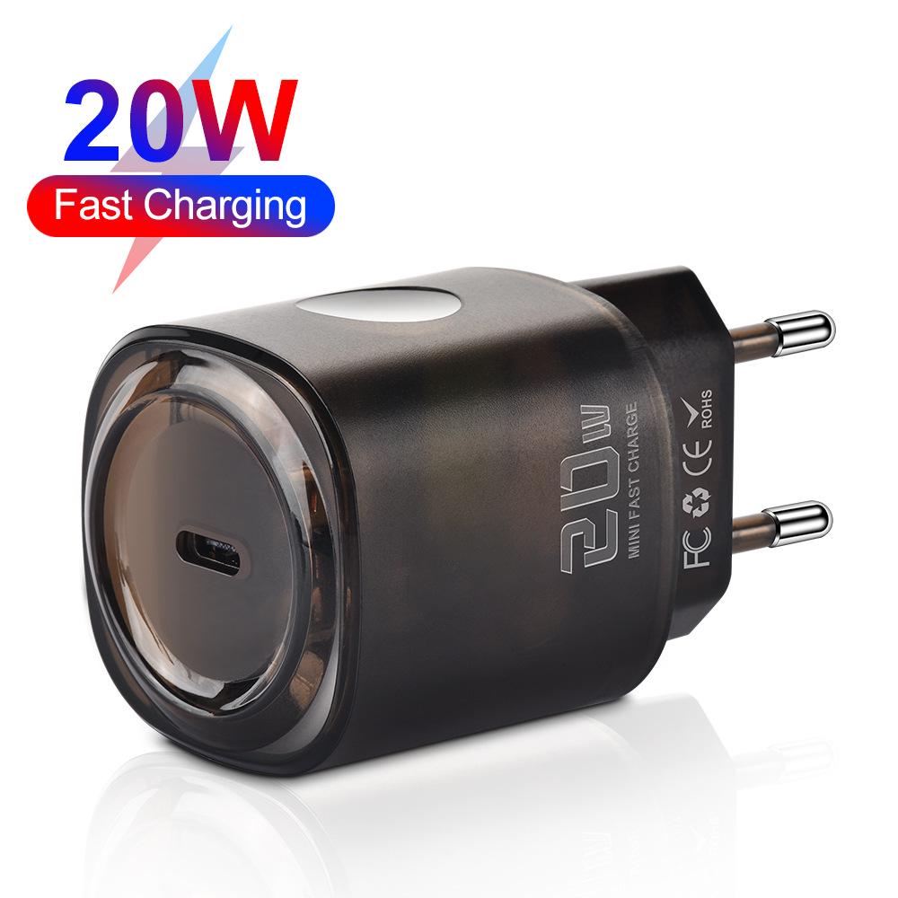 20W PD Fast Charging Phone Charger, Single Port - US/EU Specs, Travel Adapter