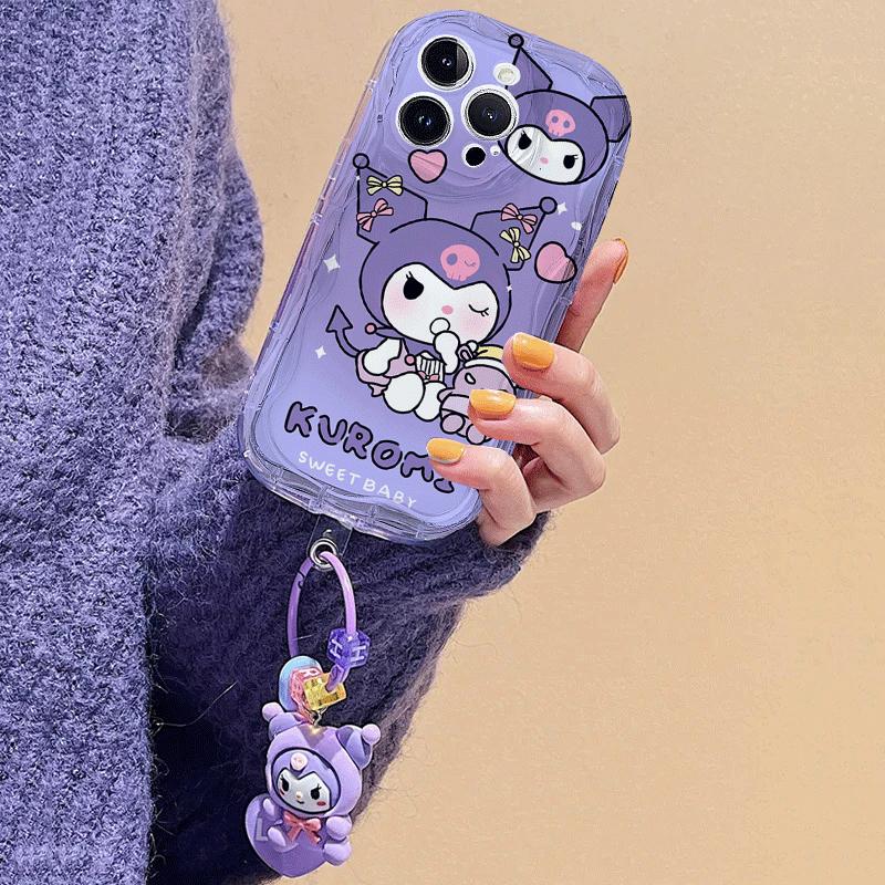 Cute Hello Kitty Kuromi Pendant Case For Samsung A57 5G S26 Ultra Plus A56 A55 A37 A16 A06 A54 A53 A34 A14 A32 A13 A26 5G Cover