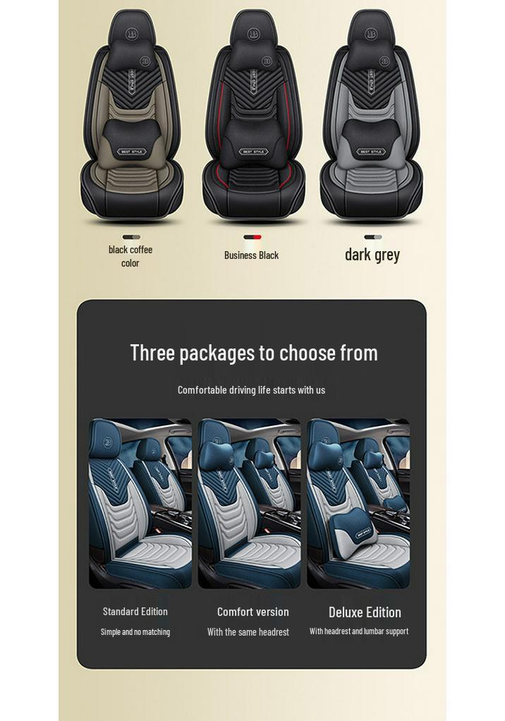All-Season Linen Car Seat Cushion - Full Coverage & Universal Fit