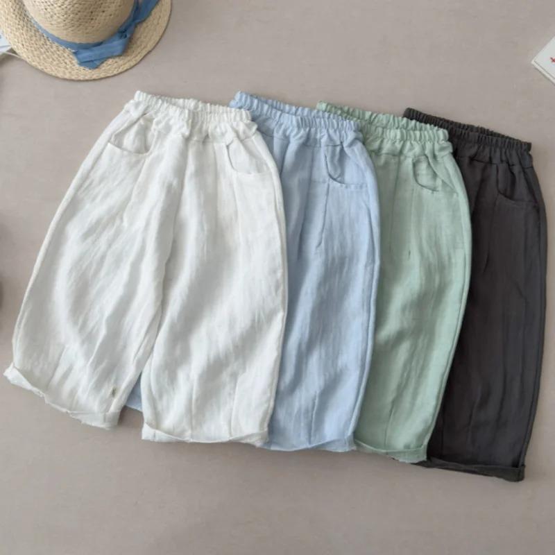 Solid Color Linen Children's Pants Kids Loose Thin Trousers Summer Harem Pants Girls' Summer Thin Children's Loose Casual Pant