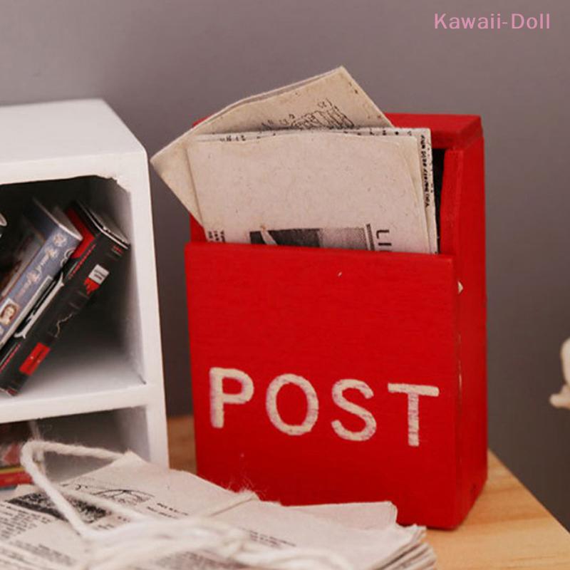 1:12 Puppenhaus Miniatur Rot Weiß Briefkasten Feengarten Tür Zubehör Dekoration Möbel Spielzeug