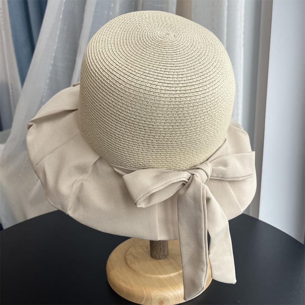 Summer Straw Fisherman's Hat Children's Bow Sunshade Sun Hat UV Protection Large Brim Versatile Basin Hat