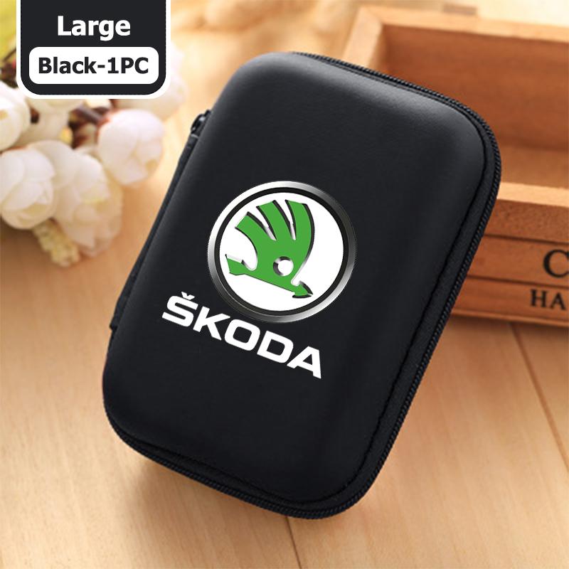 AAABR1 For Skoda Portable Mini Car Earphone Data Cable Charger Storage Bag Accessories Kodiaq Fabia Kamiq Karoq Octavia 2 3 Rapid Scala