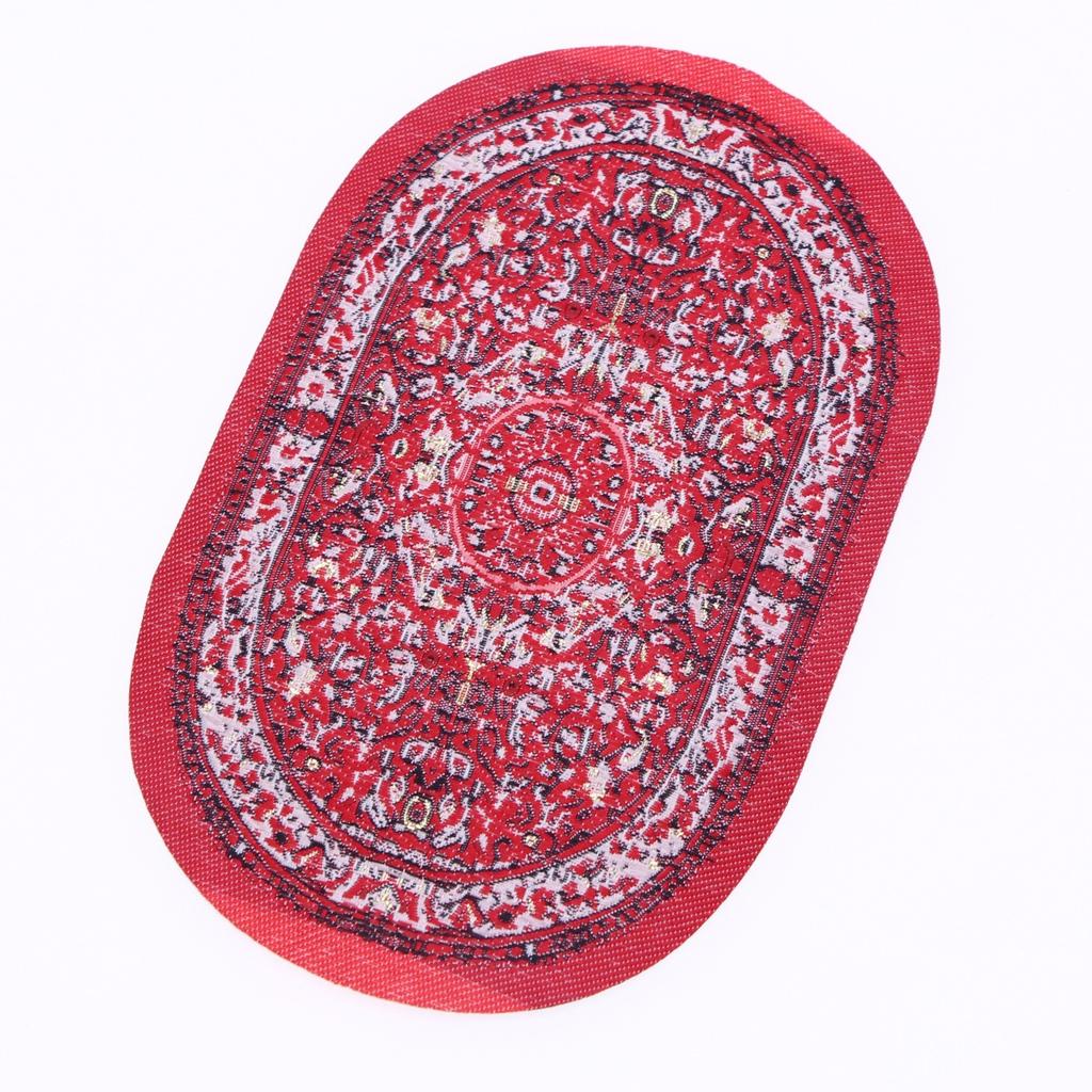Doll House Mini Floor Decoration Carpet Small Cloth Miniature Living Room Scene Oval Woven Floor Mat