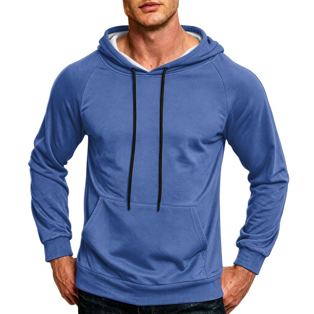 Men's Color Loose Fit Casual Hoodie with Pocket and Drawstring