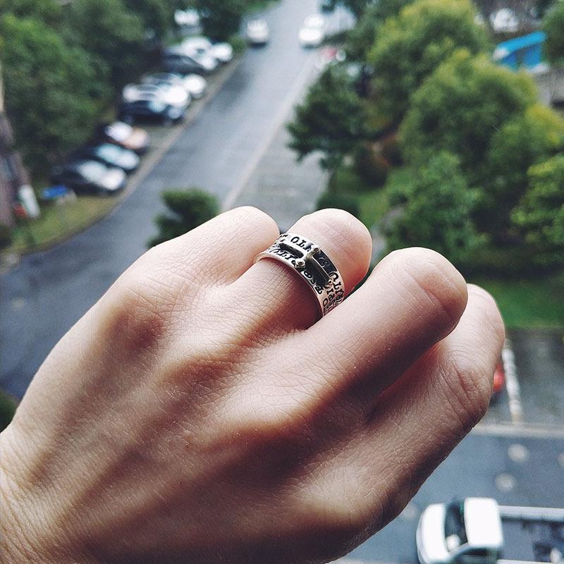 Bague Graffiti Croix Rétro Pour Hommes Femmes Punk Gothique Bague Réglable Faite Main Rock Hiphop Unisexe Accessoires Zircon Cadeau Homme