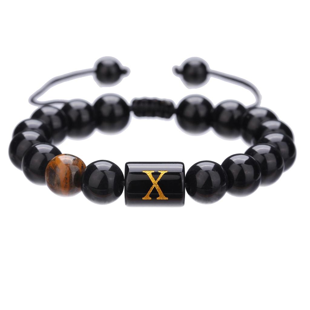 Black Diamond & Tiger Eye Beaded Adjustable Couple Bracelet - Men's Jewelry