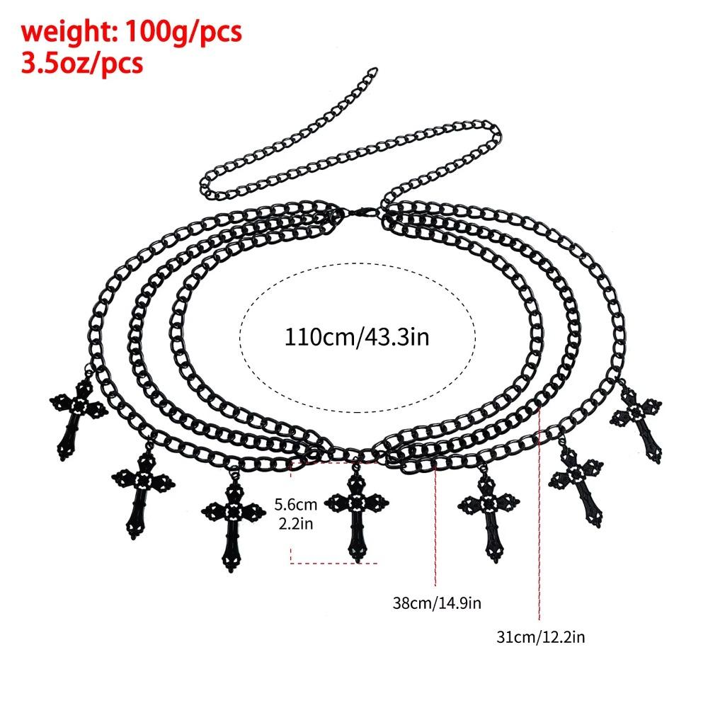 Elegant Cross Waist Chain Metal Body Chains Fashion Punk Waist Chain  Unisex