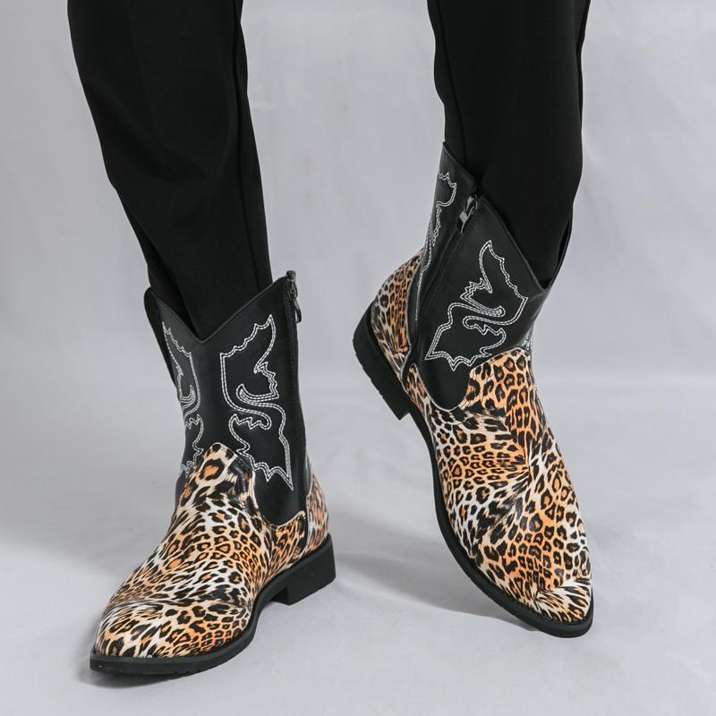 Fashion Retro Style West Cowboy High Top Embroidery Boots Autumn New Men Outdoor Casual Boots Fashion Soft Sole Comfort Motorcycle Boots