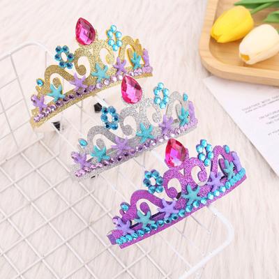 Ocean Starfish Mermaid Princess Headband Rhinestone Crown Princess Party Hairband Children Festive Head Hoop Headwear Accessories
