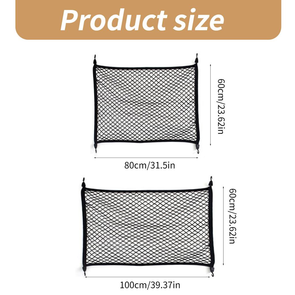 Auto Rear Trunk Stretchable Cargo Net Organizer Mesh Multiple Purpose Storage Luggage Net with Hook for Vehicles Pickup