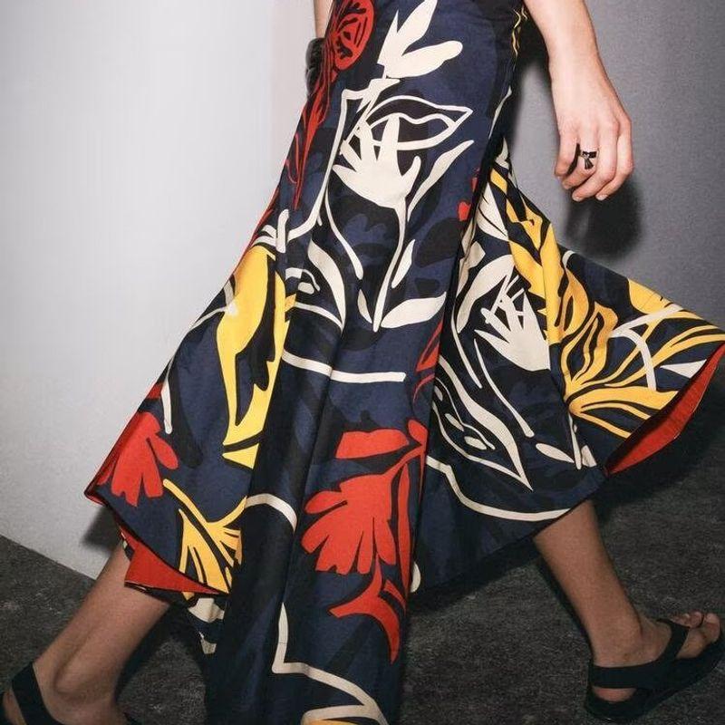 Zbzr Spring New Women Clothes Western Style Fashion Temperament Simple and Versatile Print Half-Length Skirts 3042137