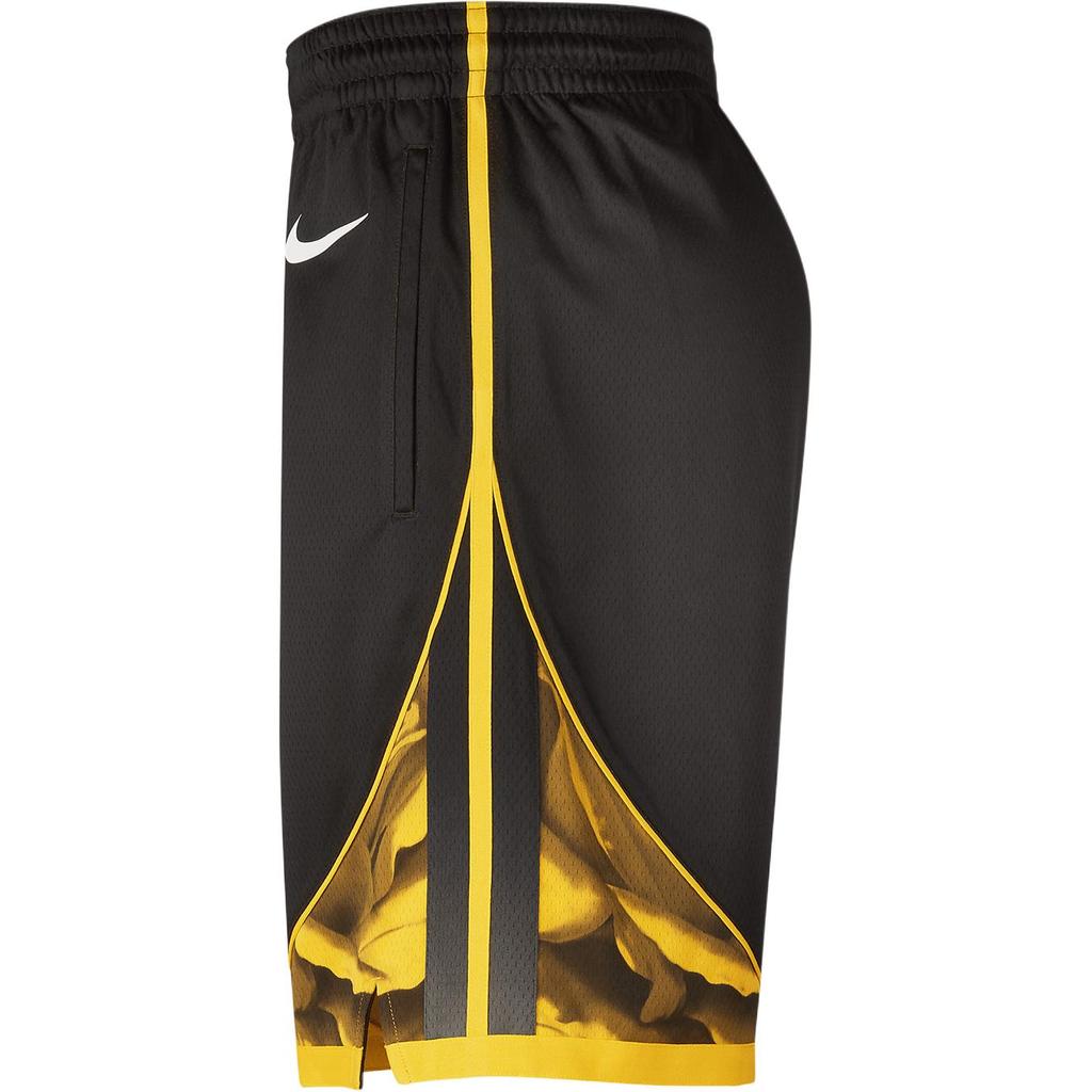 Nike NBA Golden State Warriors City Edition Color Block Logo Print Straight Leg Basketball Shorts Men Shorts Black DO9657-010
